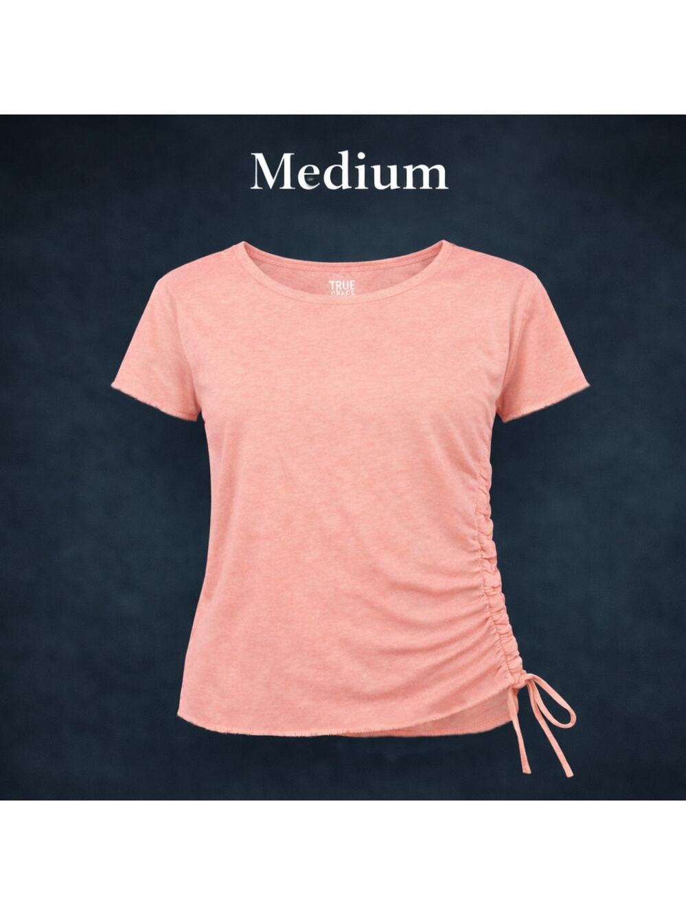 True Craft Juniors Medium Pink/Orange Drawstring Side Tee Short Sleeve Shirt NWT